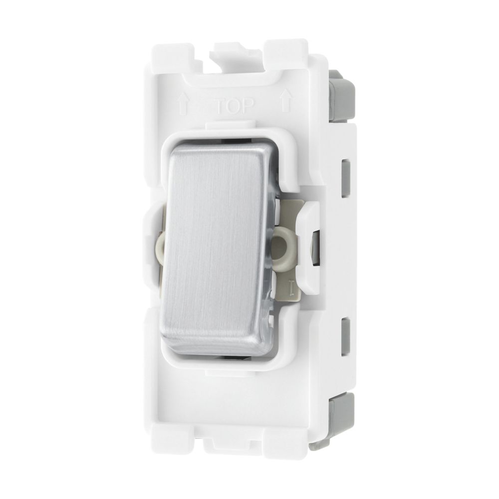 British General Nexus 20A Grid SP Control Switch Brushed Steel