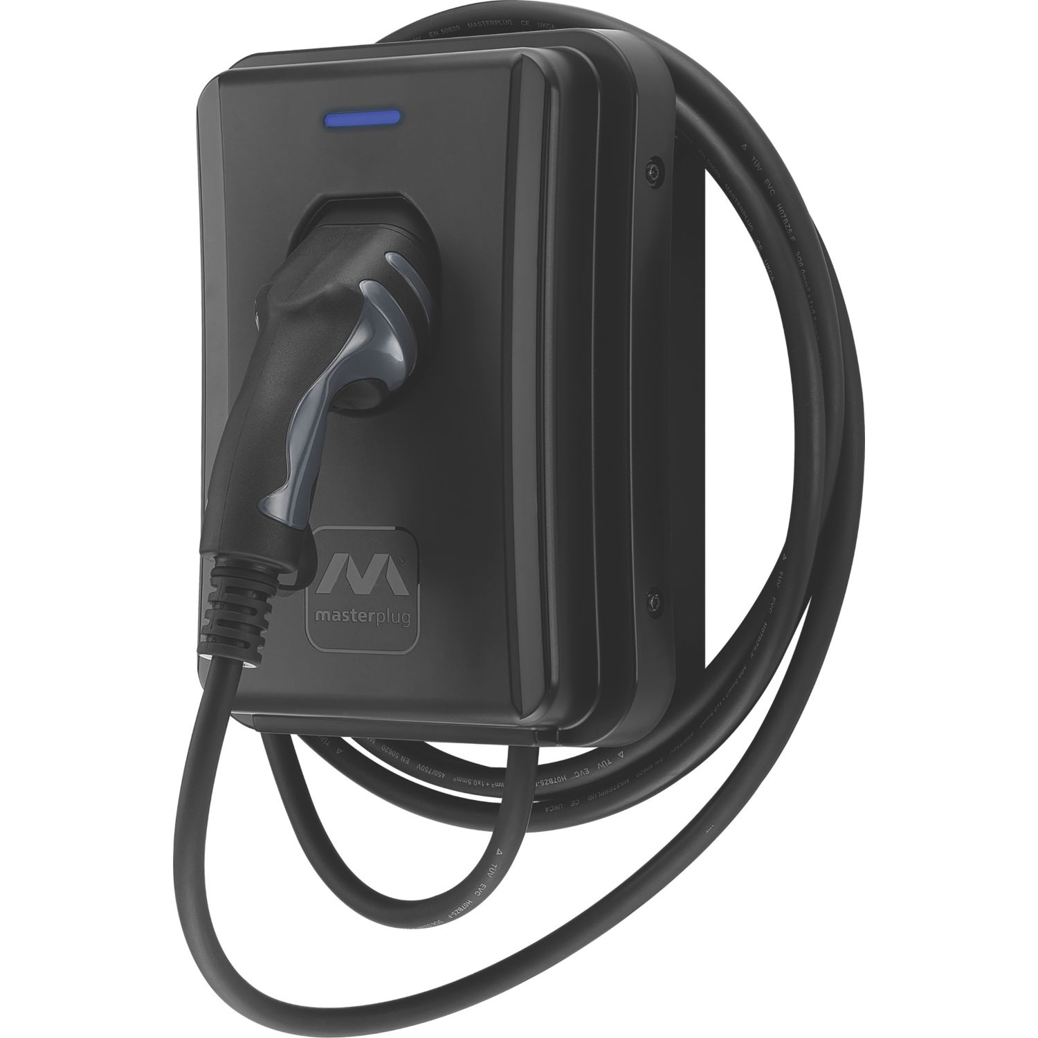 Masterplug 1 Port 7.4kW Mode 3 Type 2 Plug Tethered Smart EV Charger with 5m Cable Black (150RL)