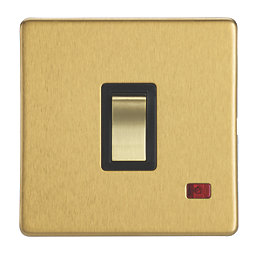 Contactum Lyric 20A 1-Gang DP Control Switch Brushed Brass with Neon with Black Inserts