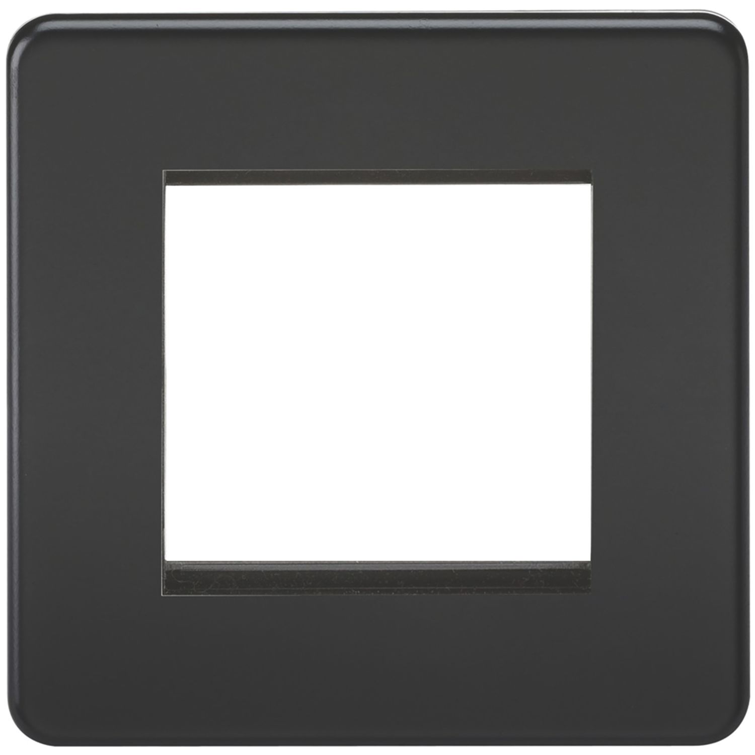 Knightsbridge Screwless 2-Module Modular Faceplate Matt Black (150YA)