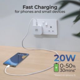 Masterplug 1-Outlet Type C Plug-In USB Charger 3A