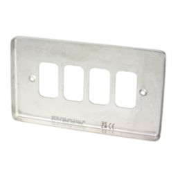 Hager Sollysta WRGP4BS 4-Module Grid Faceplate Brushed Steel