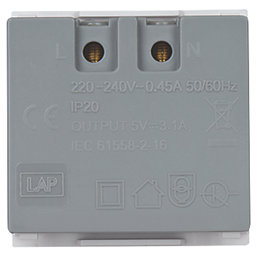 LAP  Modular 3.1A 15.5W 2-Outlet Type A USB Socket White