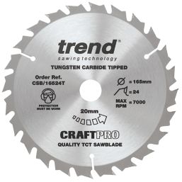 Trend  Wood TCT Circular Saw Blades 165mm x 20mm 24 / 40 / 52T 3 Pack