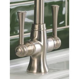 Streame by Abode Gatsby Swan Neck Dual Lever Mono Mixer Brushed Nickel
