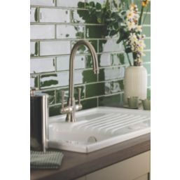Streame by Abode Gatsby Swan Neck Dual Lever Mono Mixer Brushed Nickel