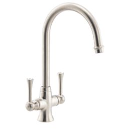 Streame by Abode Gatsby Swan Neck Dual Lever Mono Mixer Brushed Nickel