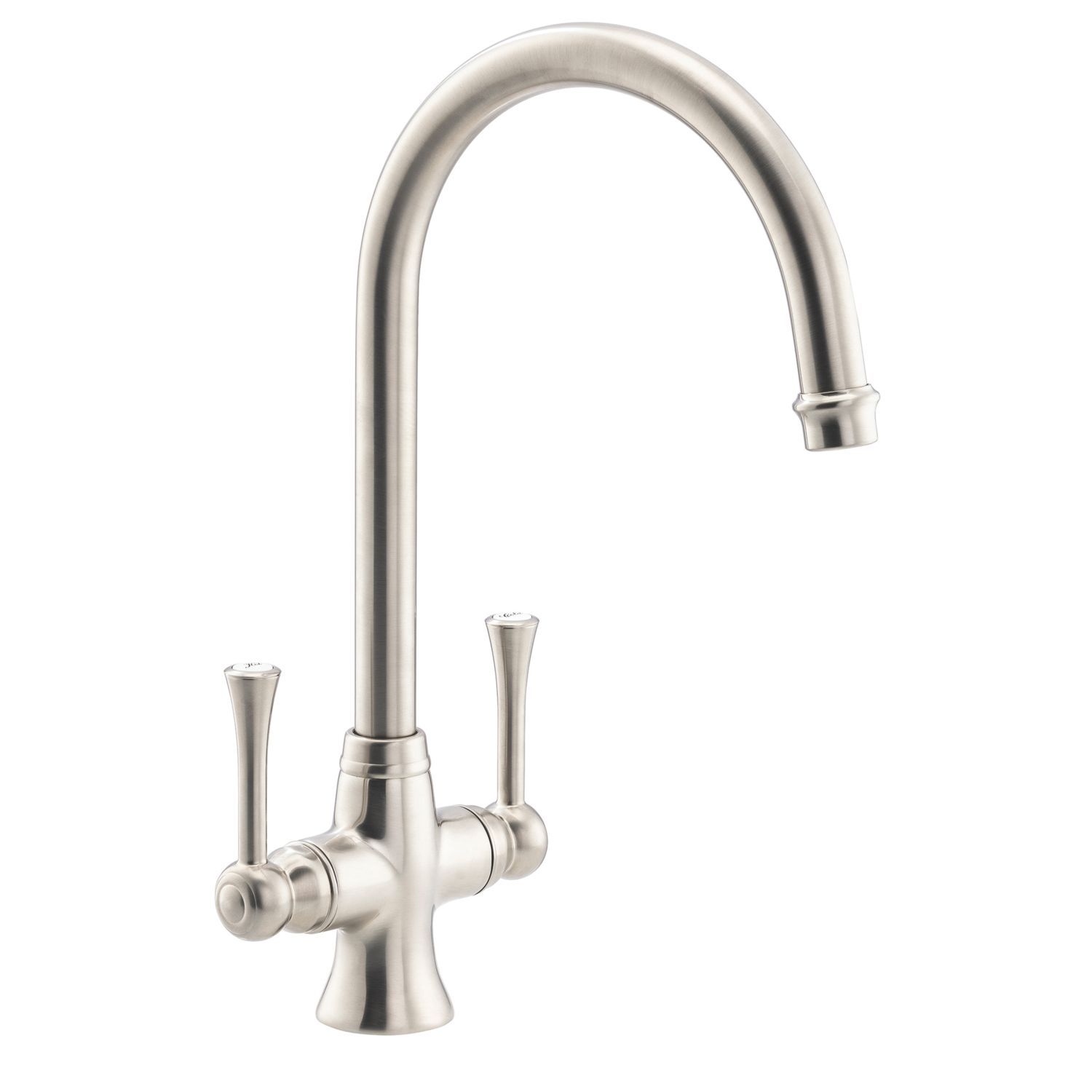 Streame by Abode Gatsby Swan Neck Dual Lever Mono Mixer Brushed Nickel (151JM)