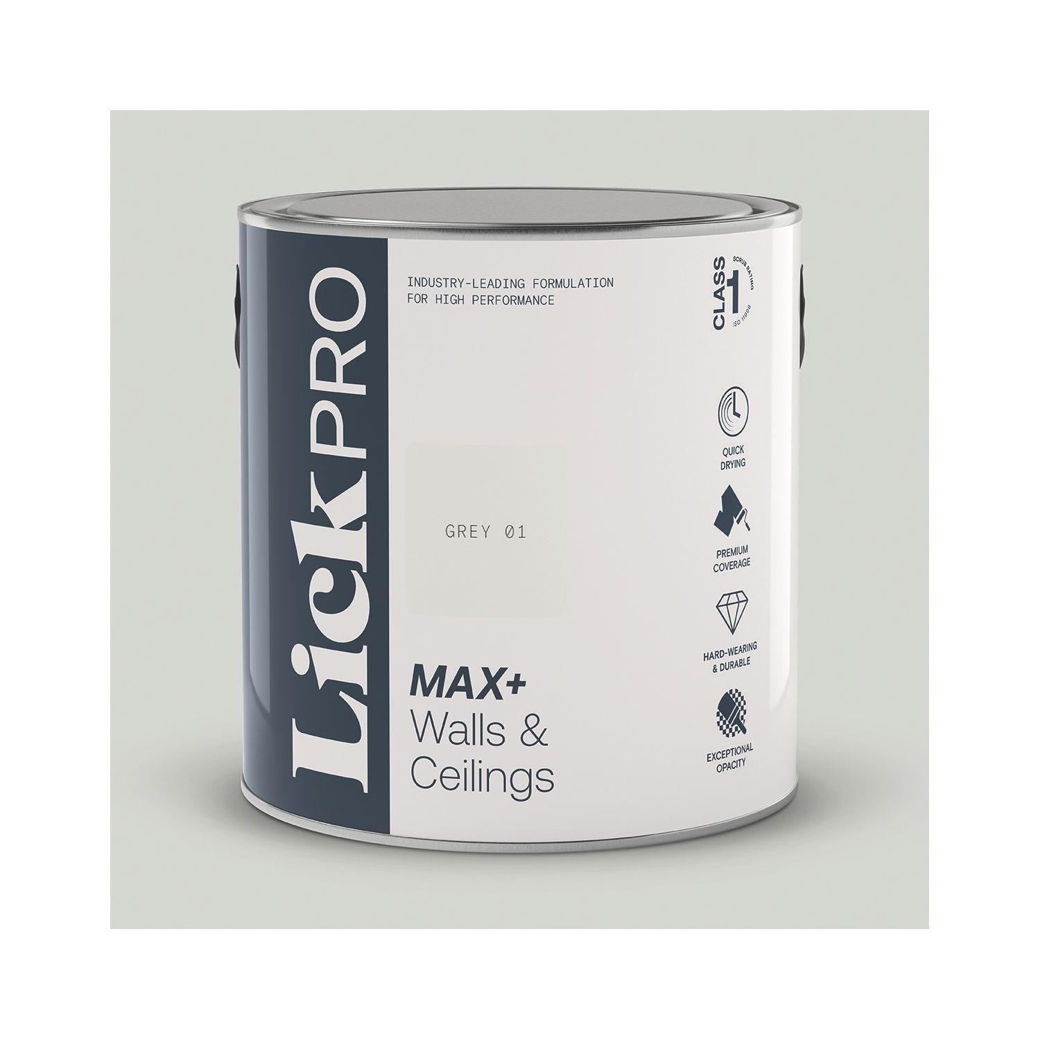 LickPro Max+ 2.5Ltr Grey 01 Eggshell Emulsion Paint (151JY)
