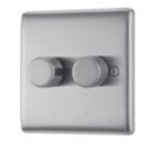 Refurb British General Nexus Metal 2-Gang 2-Way LED Dimmer Switch  Brushed Steel