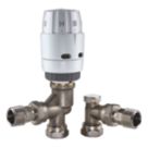 Danfoss RAS-B² 10mm x 1/2" White/Nickel-Plated Angled & L/S Traditional Thermostatic Radiator Valve & Lockshield