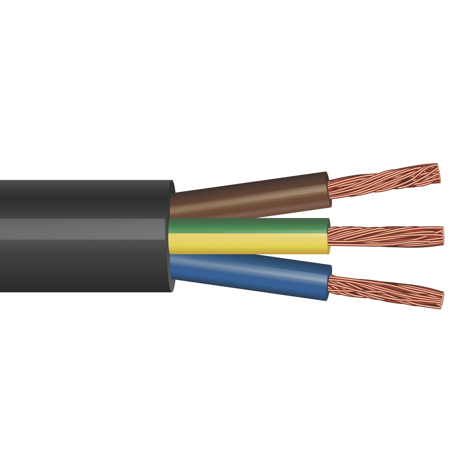 Time 2183Y Black 3-Core 0.5mm² Flexible Cable 10m Coil (151RF)