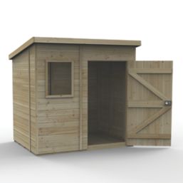 Forest Timberdale 7' 6" x 5' 6" (Nominal) Pent Tongue & Groove Timber Shed with Base & Assembly