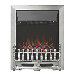Be Modern Bayden Chrome Remote Control Easy to Install Electric Inset Fire 483mm x 196mm x 593mm