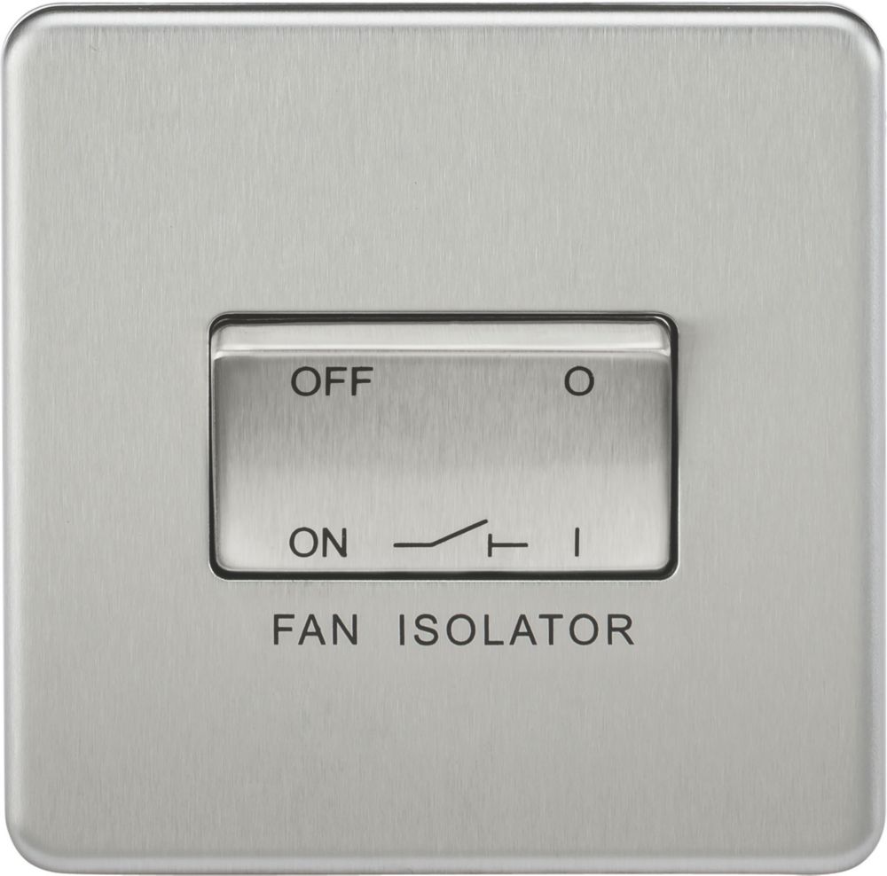Knightsbridge 10AX 1-Gang TP Fan Isolator Switch Brushed Chrome - Screwfix