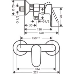 Hansgrohe Vernis Blend Exposed Single Outlet Manual Chrome Dual Flow Shower Mixer Valve