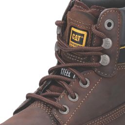 CAT Holton S3 Size 15  Brown Water-Resistant Steel Toe Cap Safety Boots