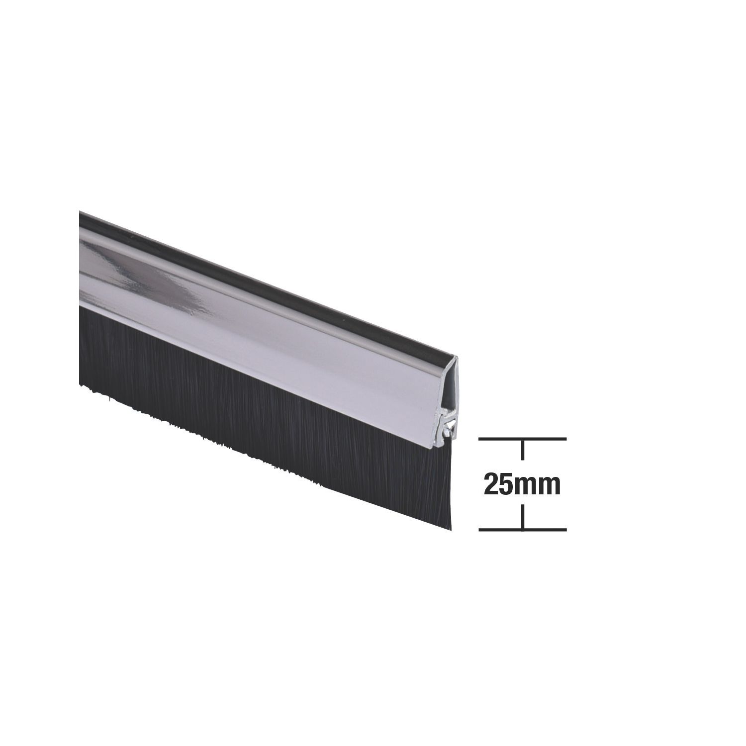 Stormguard Bottom Door Brush Draught Excluder Chrome 1m (1526V)