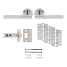 Smith & Locke Coniston Door Handle, Latch & Hinge Set Polished Chrome 6 Pcs