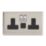 Varilight  13A 2-Gang SP Switched Socket + 3A 45W 2-Outlet Type C USB Charger Satin Chrome with Black Inserts