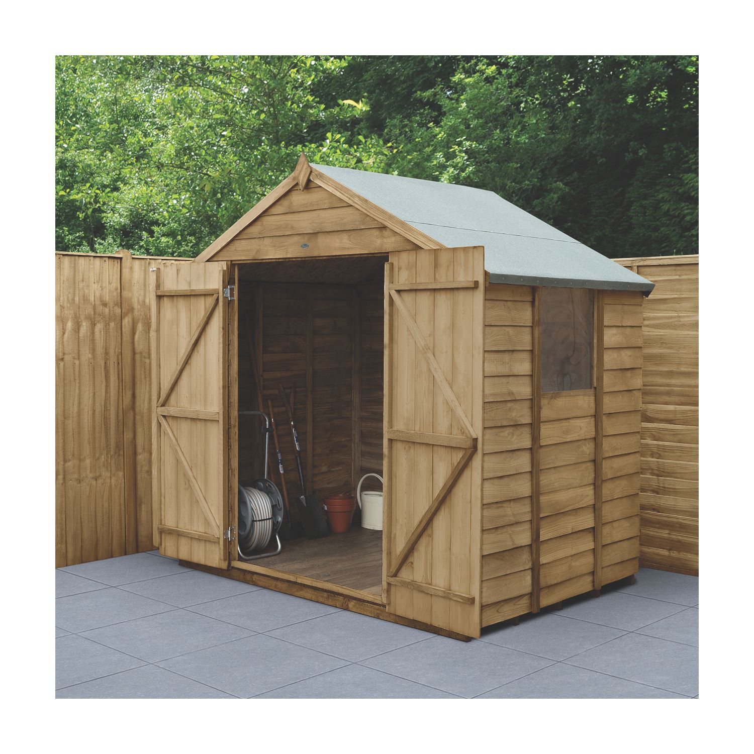 Forest 7' x 5' (Nominal) Apex Overlap Timber Shed with Base & Assembly (152JR)