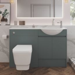 Alaska Bathroom Fitted Furniture RH Pack Vanity with Basin Dark Green Matt 1244mm x 355mm x 997mm