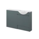 Alaska Bathroom Fitted Furniture RH Pack Vanity with Basin Dark Green Matt 1244mm x 355mm x 997mm