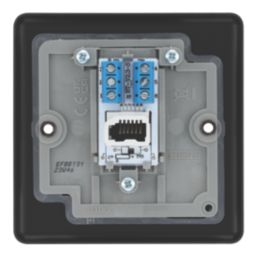 LAP  1-Gang Slave Telephone Socket Matt Black with Colour-Matched Inserts