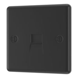 LAP  1-Gang Slave Telephone Socket Matt Black with Colour-Matched Inserts