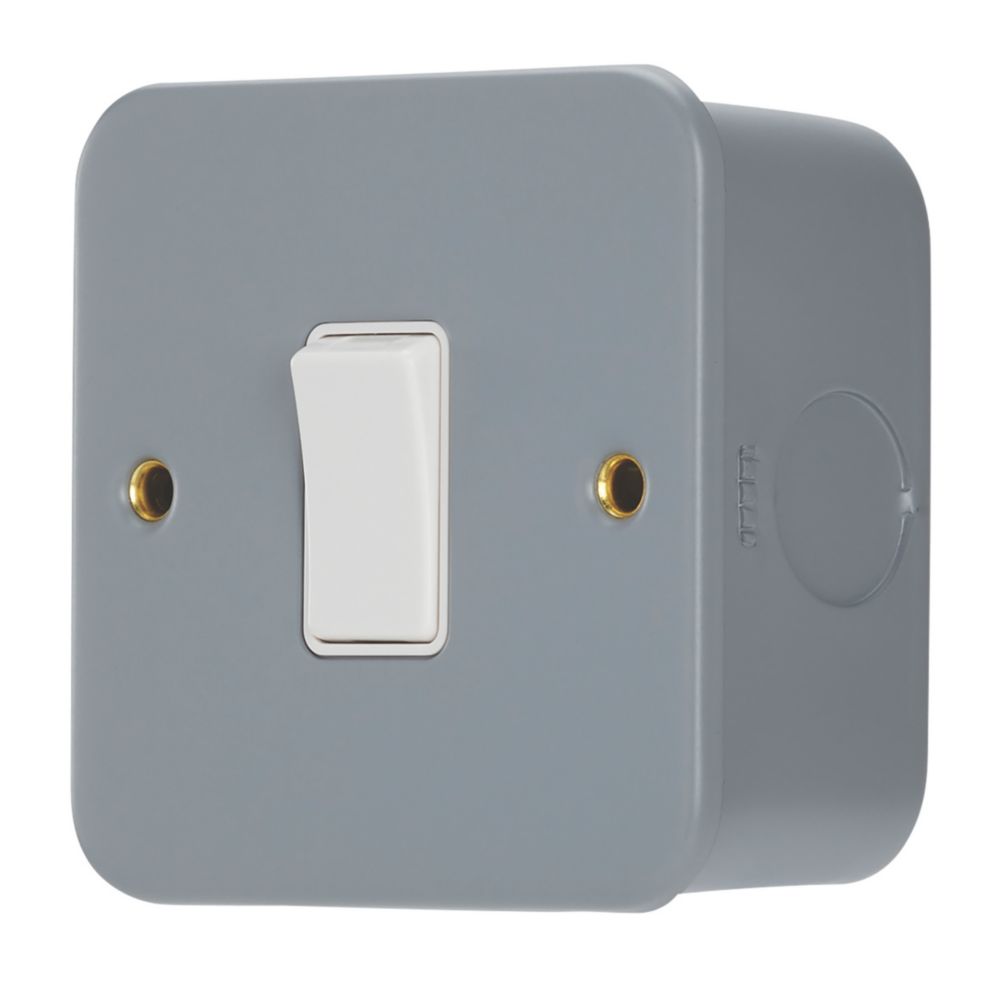 Contactum  10AX 1-Gang Metal Clad Intermediate Switch Grey with White Inserts