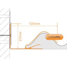 Corrapol Rock n Lock Aluminium Wall Side Flashing White 130 x 70mm x 2m