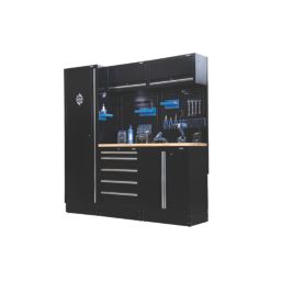 Bunker  Black 11 Piece Modular Storage Set with Hardwood Worktop