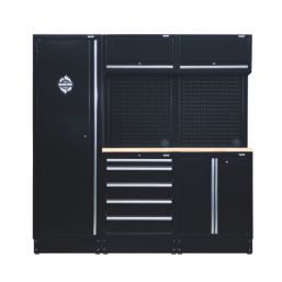 Bunker  Black 11 Piece Modular Storage Set with Hardwood Worktop