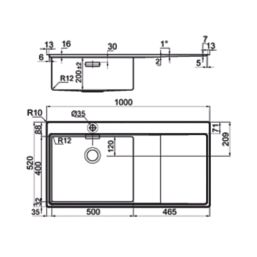 Clearwater Xeron 1 Bowl Stainless Steel Kitchen Sink with RH Single Drainer Brushed Steel 1000mm x 520mm