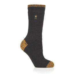 SockShop Heat Holders Socks Black / Yellow Size 4-8 - Screwfix