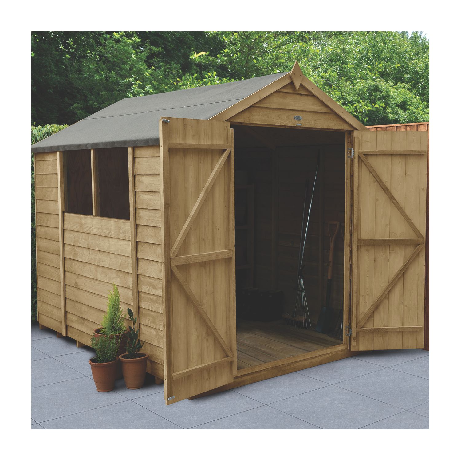 Forest 6' x 8' (Nominal) Apex Overlap Timber Shed with Base (153JR)