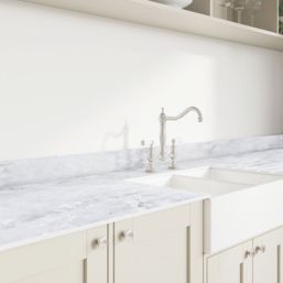 Wilsonart Matt Grey Marble Effect Compact Laminate Upstand 3000mm x 100mm x 12mm
