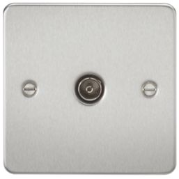 Knightsbridge  1-Gang Coaxial TV Socket Brushed Chrome