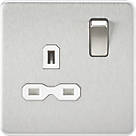 Knightsbridge SFR7000BCW 13A 1-Gang DP Switched Single Socket Brushed Chrome  with White Inserts