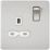 Knightsbridge  13A 1-Gang DP Switched Single Socket Brushed Chrome  with White Inserts