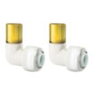 ETAL  Brass Push-Fit Reducing 90° White Stem Elbow F 10mm x M 15mm 2 Pack