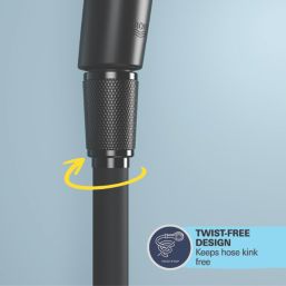 Grohe Vitalio Joy 260 HP Rear-Fed Exposed Phantom Black Thermostatic Shower System