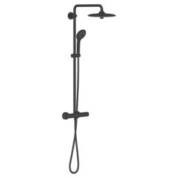 Grohe Vitalio Joy 260 HP Rear-Fed Exposed Phantom Black Thermostatic Shower System