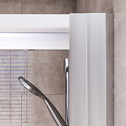 Aqualux Edge 6 Semi-Frameless Rectangular Shower Enclosure & Tray Reversible Polished Silver 1200mm x 760mm x 1935mm