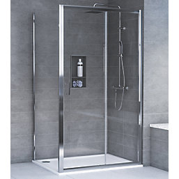 Aqualux Edge 6 Semi-Frameless Rectangular Shower Enclosure & Tray Reversible Polished Silver 1200mm x 760mm x 1935mm