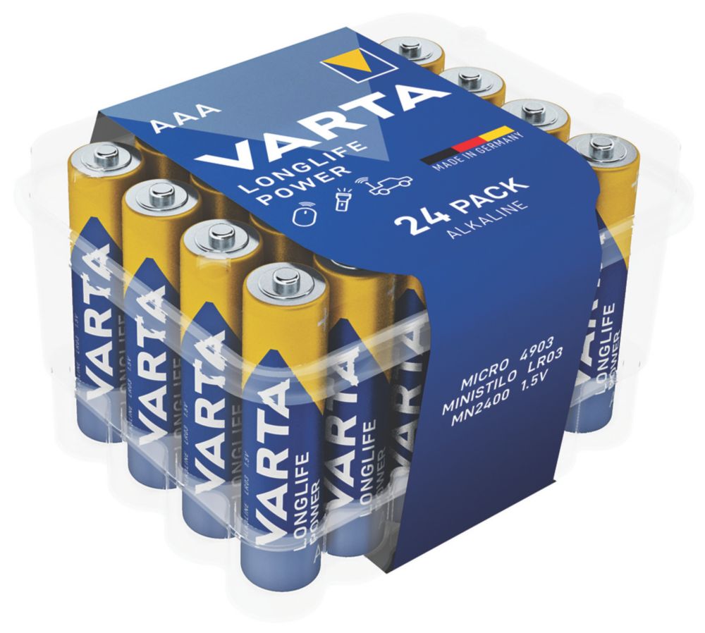 Varta Longlife Power AAA High Energy Batteries 24 Pack - Screwfix