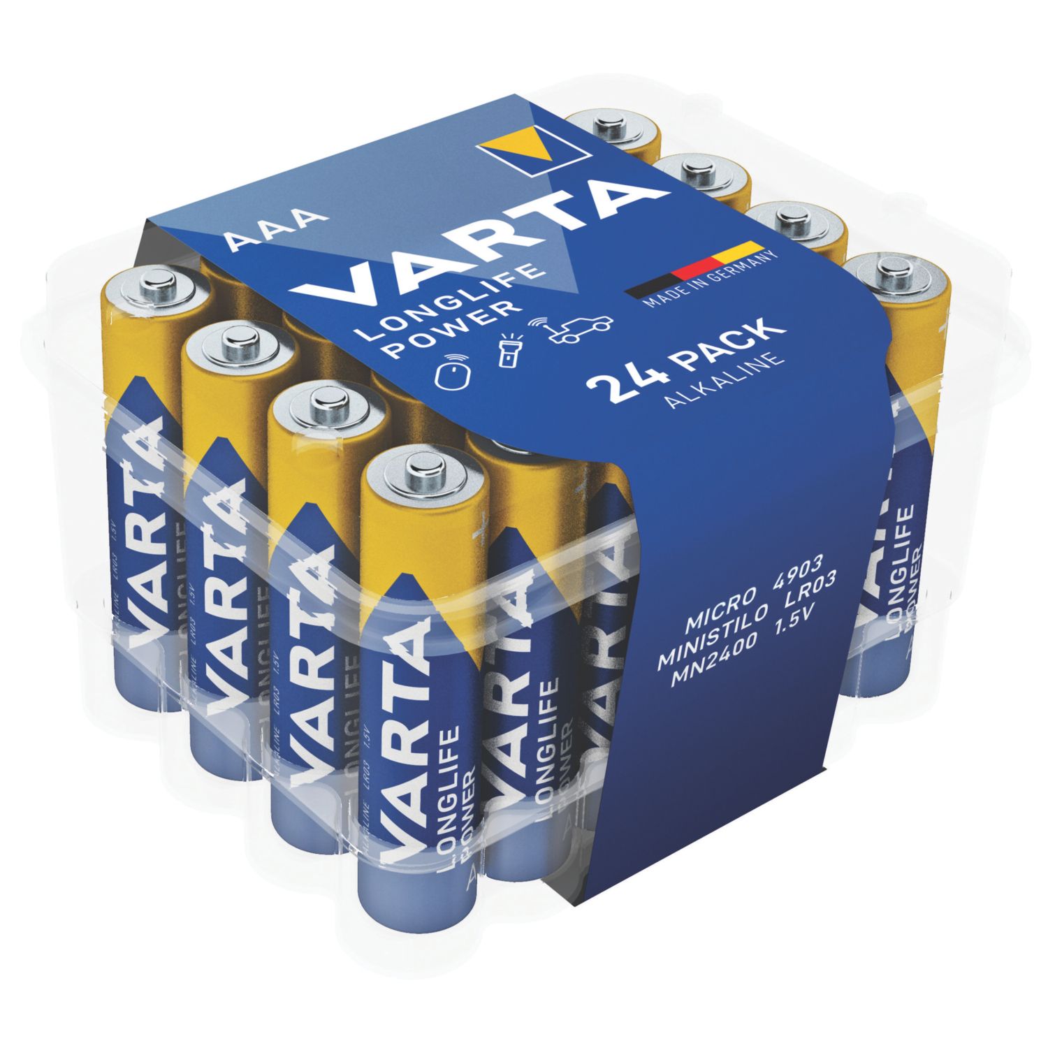 Varta Longlife Power AAA 1.5V Alkaline High Energy Batteries 24 Pack (1548K)