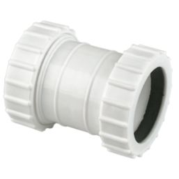 FloPlast WC07 Universal Compression Waste Straight Coupler White 32mm x 32mm