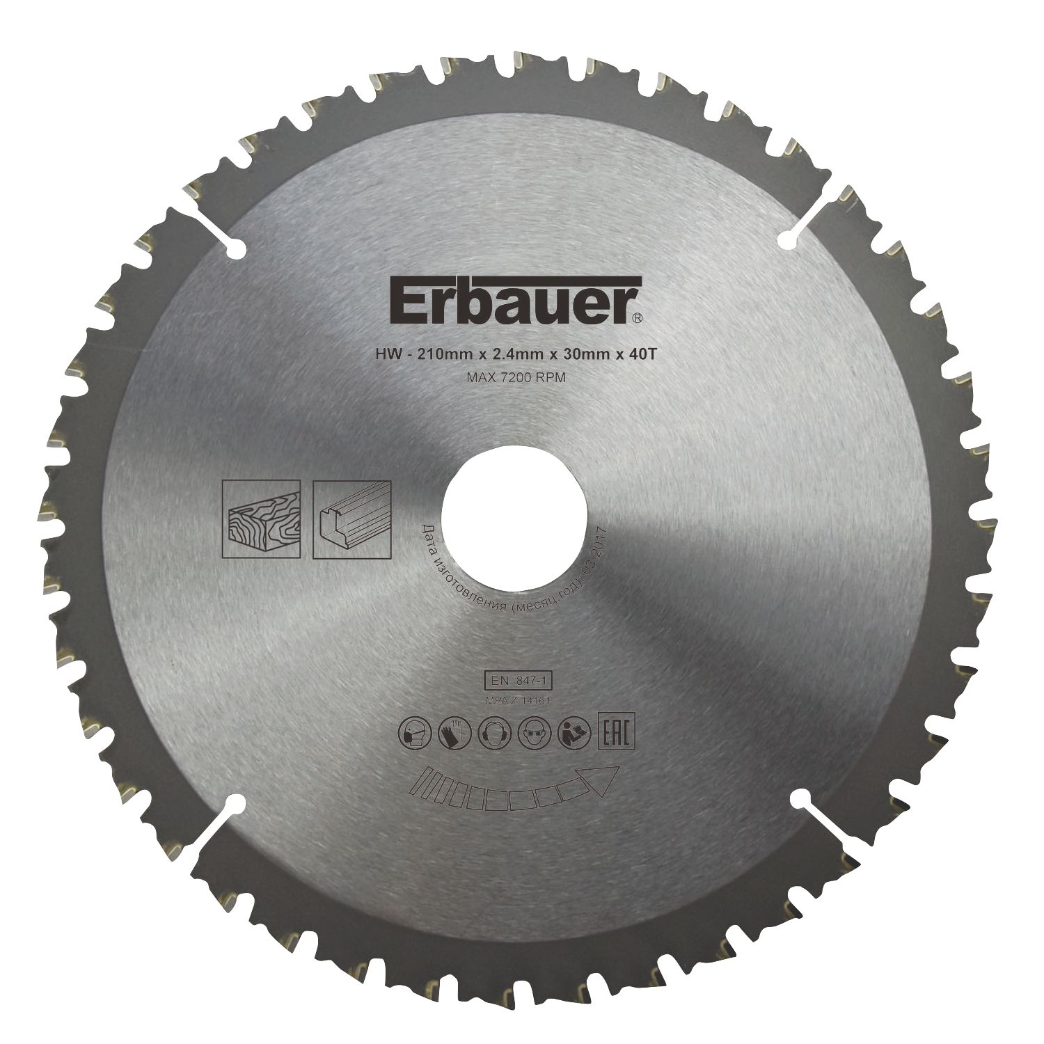 Erbauer Aluminium TCT Saw Blade 210mm x 30mm 40T (1549V)