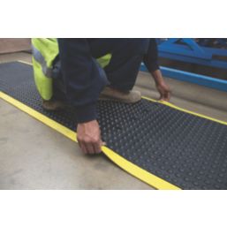 COBA Bubblemat Anti-Fatigue Floor Middle Mat Black/Yellow 1.2m x 0.9m x 14mm